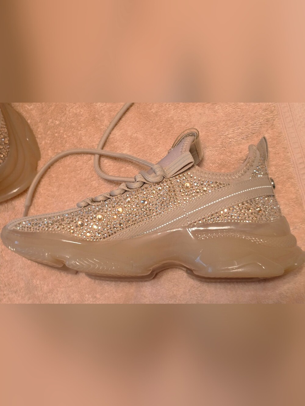 Steve Madden Maxima Blush Rhinestone Platform Sneakers - Never Worn - Picture 3 of 6